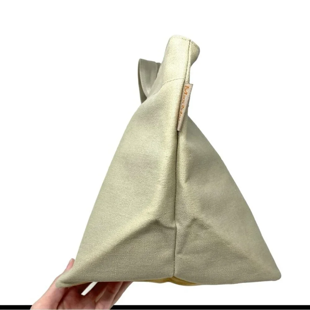Max Mara Natural Tan Canvas Top Handle Bag
